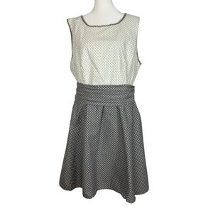 Modcloth Bea & Dot 100% cotton white and gray polka-dot sleeveless dress size 2X